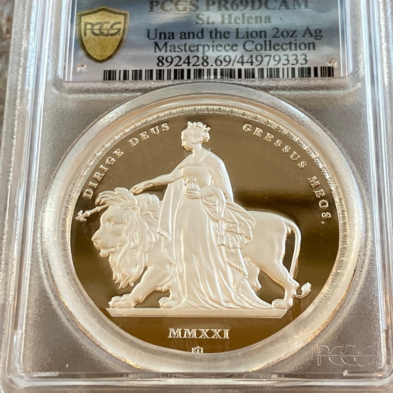 PCGS PR69　DCAM　ウナとライオン　セントヘレナ 2021 銀貨 セントヘレナ島 2ポンド金貨 2021年 ウナとライオン PCGS