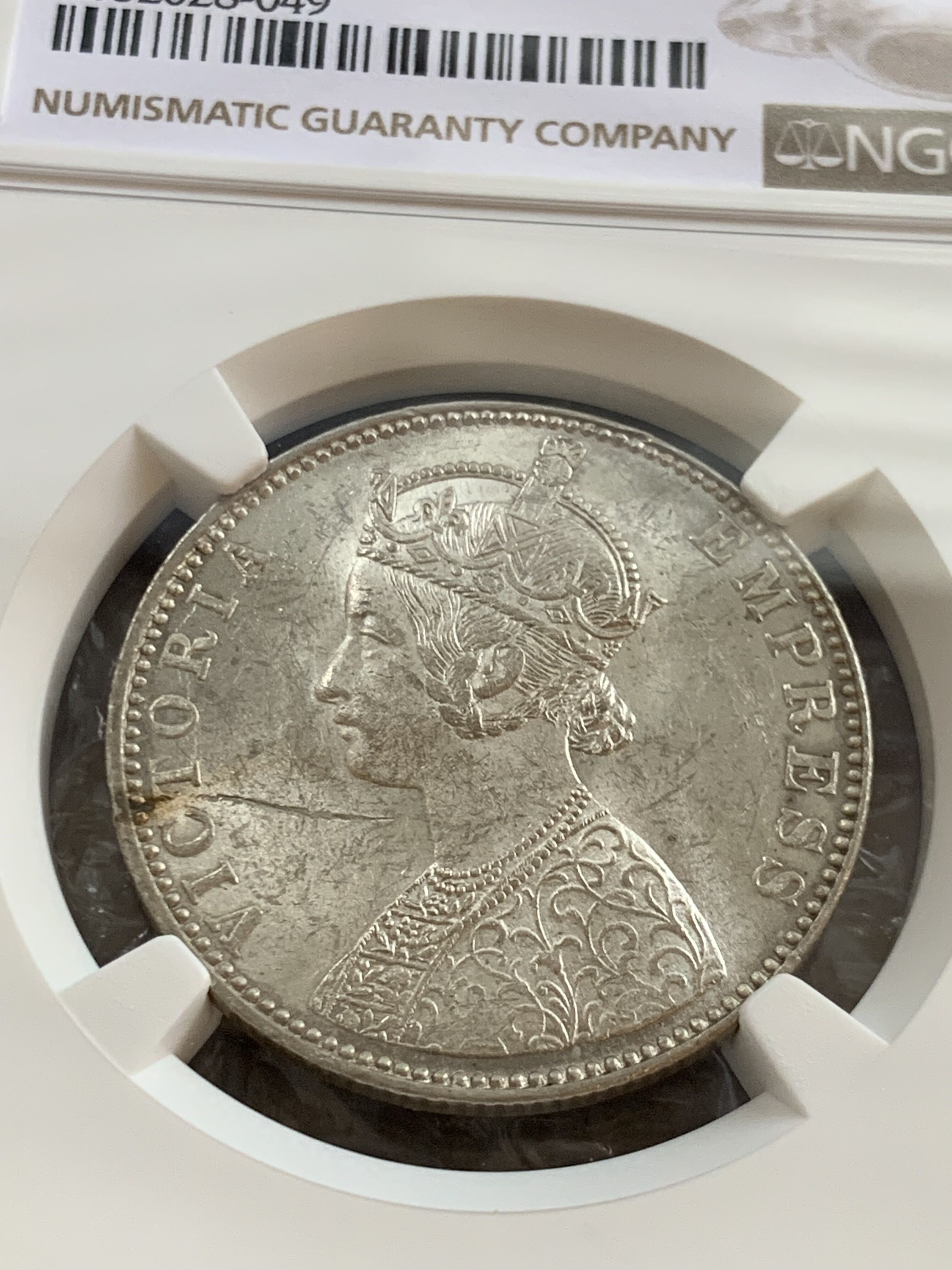ビカニール州版】NGC鑑定UNC 1892年 英国領インド 1ルピー銀貨