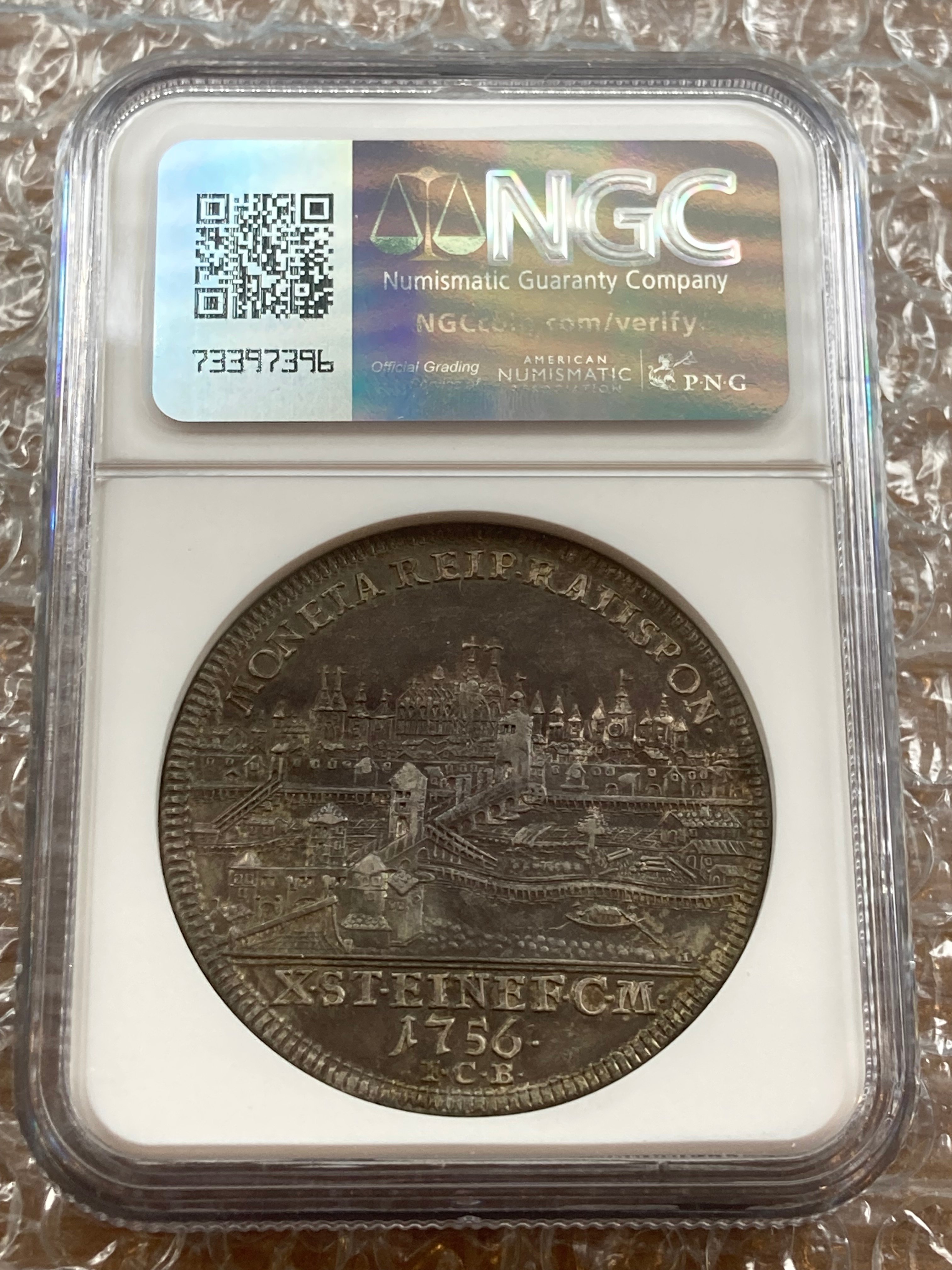 NGC鑑定AU ドイツ 都市景観 1756年 レーゲンスブルク フランツ1世