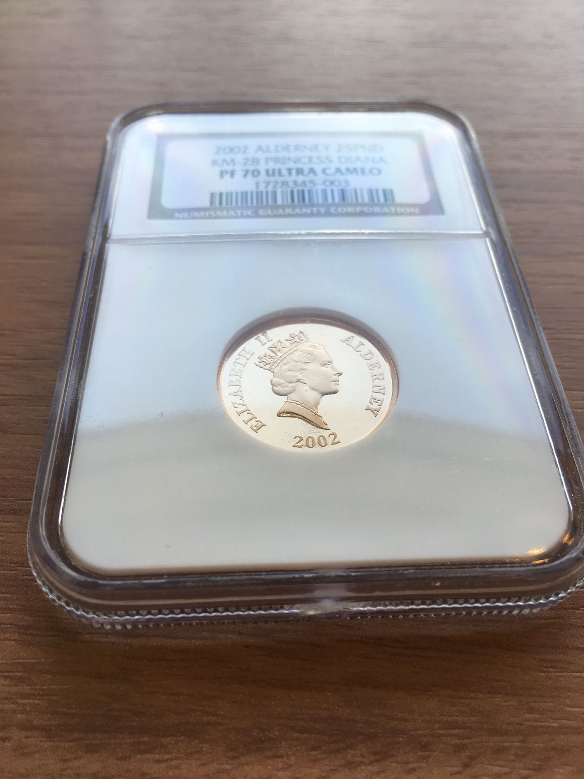 最高鑑定【NGC PF70UC】2002年 オルダニー島 ダイアナ妃 25ポンド金貨