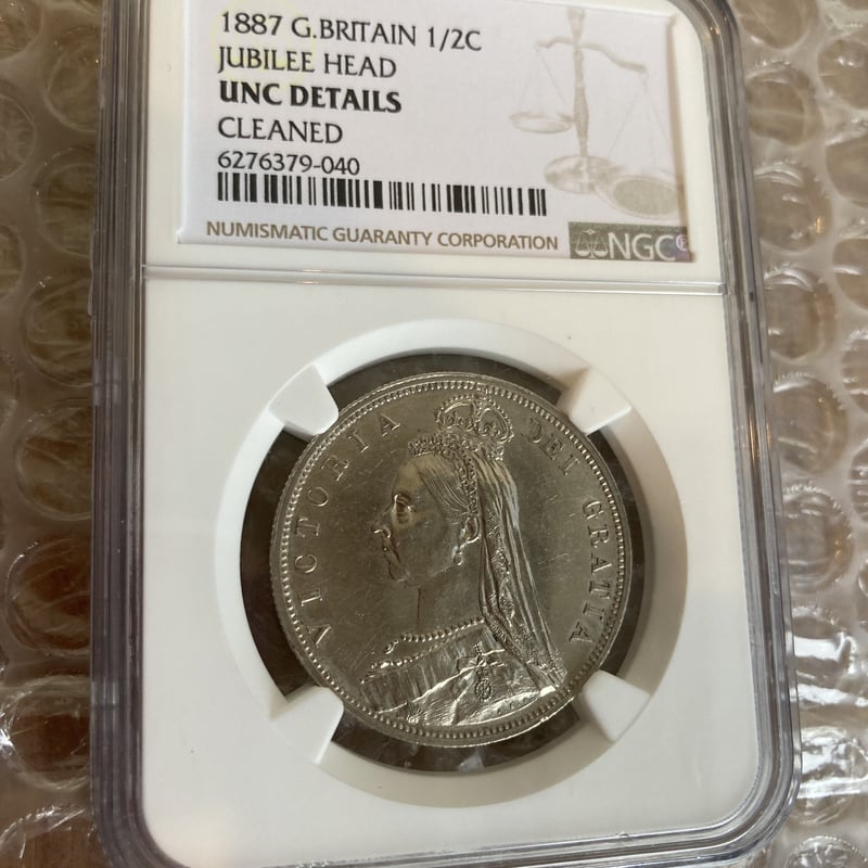 【人気】イギリス　ジュビリ―ヘッド　ハーフクラウン　1/2　銀貨　NGC コイン