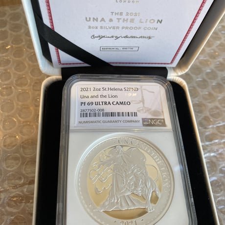 【NGC鑑定PF69】2オンス銀貨 ウナとライオン 2021 イギリス領セントヘレナ造幣局 2ポンド シルバー プルーフコイン Una Lion