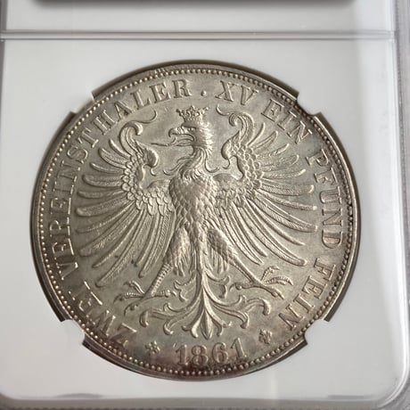 NGC鑑定MS61 ドイツ フランクフルト フランコニア 1861年 2ターラー銀貨 シルバー アンティークコイン ターレル taler thaler 2T Frankfurt