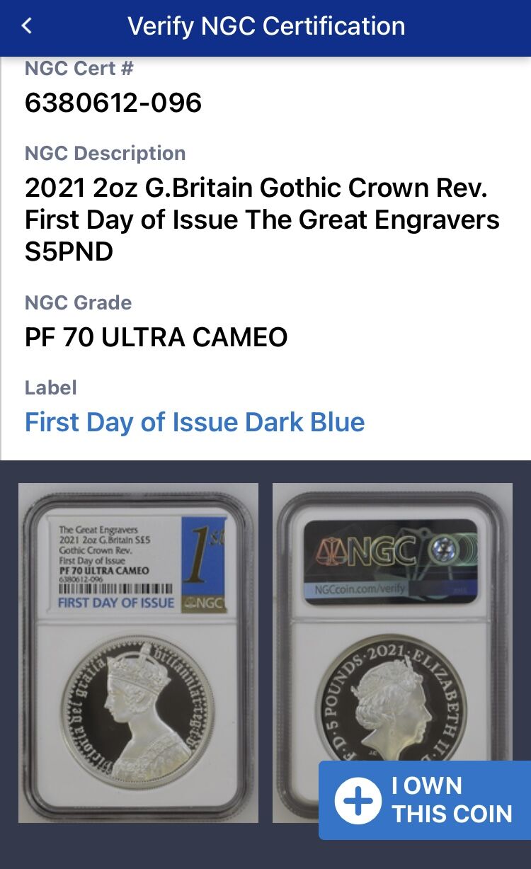 NGC70鑑定+FDI】2オンス銀貨 ロイヤルミント版 ゴチッククラウン