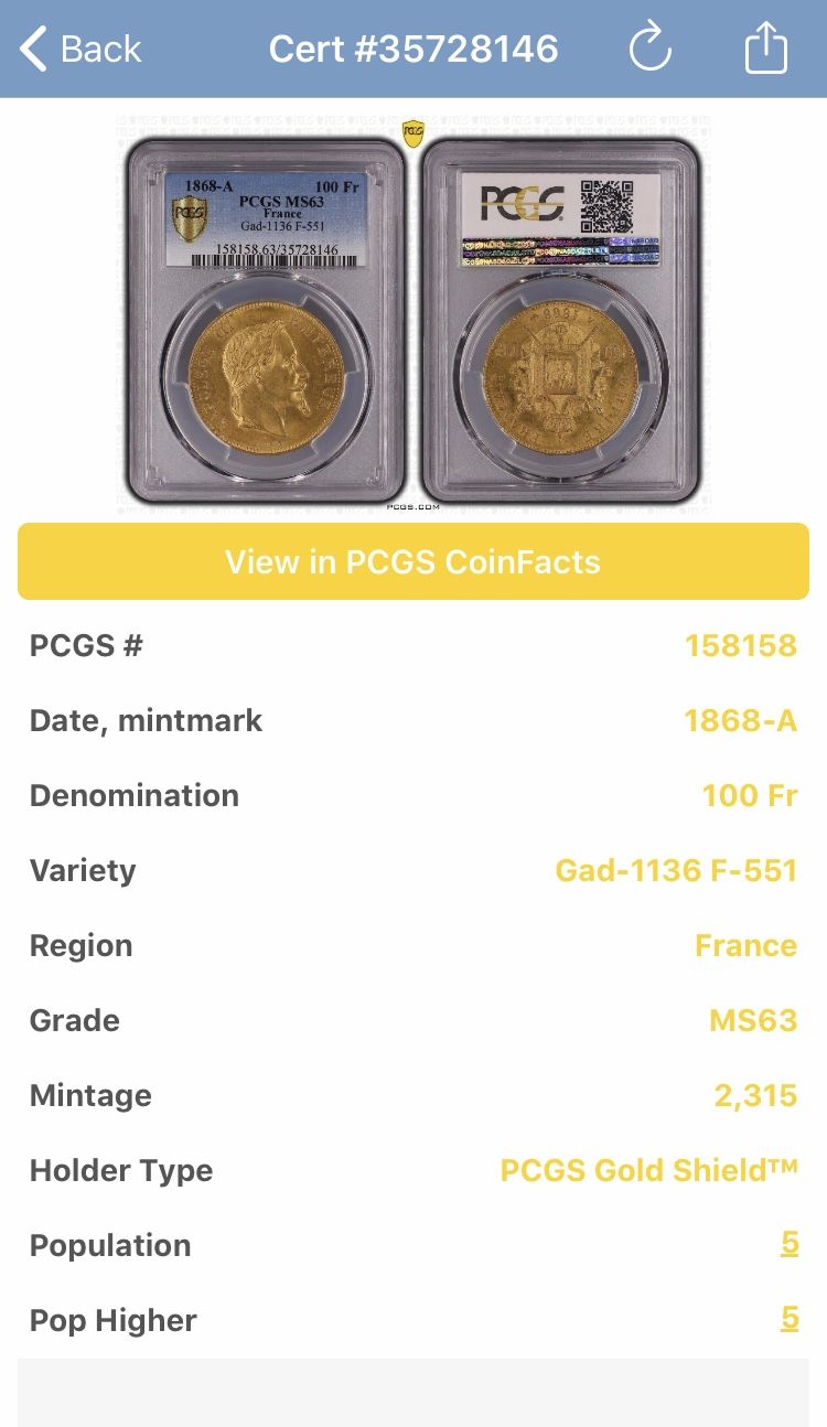 最終年 ナポレオン3世 銀貨 PCGS鑑定済み MS63 最終年 ナポレオン3世 銀貨 PCGS鑑定済み MS63 フランス 1867-BB