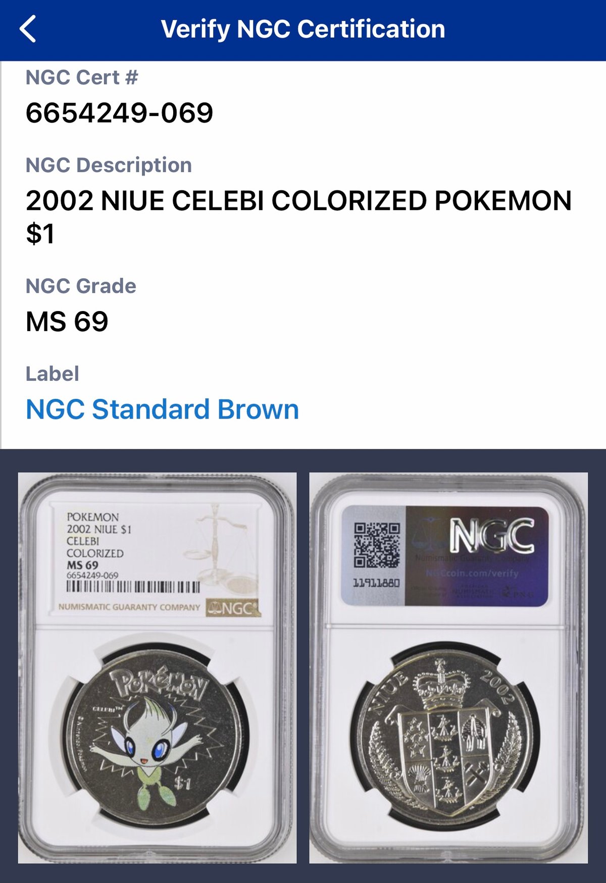 FROM JAPAN公式アカウント01様 ポケモン セレビィ コイン $1 銀貨 TopPop‼︎ NGC鑑定MS69】ニウエ 2002年 ポケモン セレビィ