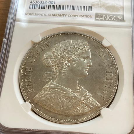 NGC鑑定AU58 ドイツ フランクフルト フランコニア 1861年 2ターラー銀貨 シルバー アンティークコイン ターレル taler thaler 2T