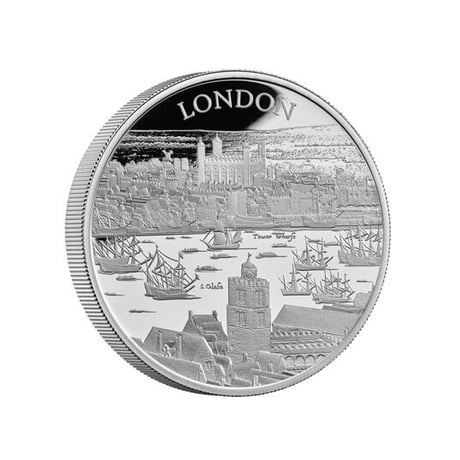 【NGC70鑑定+FDI】5オンス銀貨 都市景観 ロンドン 2022 ロイヤルミント 10ポンド シルバー プルーフコイン 発行即日鑑定