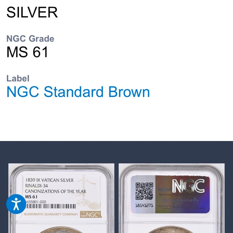 n９８　フランス【ジェトン　8角銀メダル1832年 】NGC MS 61 n98 フランス【ジェトン 8角銀メダル1832年 】NGC MS 61 n98