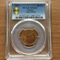 【PCGS MS66+】フランス 1907年 20フラン ルースター金貨 コイン ゴールド 聖マリアンヌ 1907 FRANCE G20F