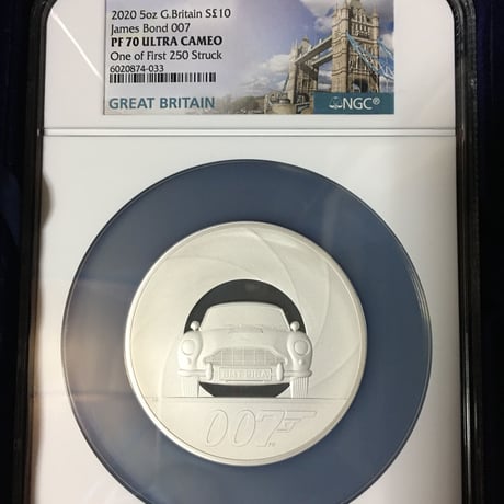 【NGC PF70UC】初期250枚 007 ジェームズ・ボンド 5オンス 10ポンド銀貨 プルーフコイン シルバー 2020年 英国 イギリスロイヤルミント royal mint