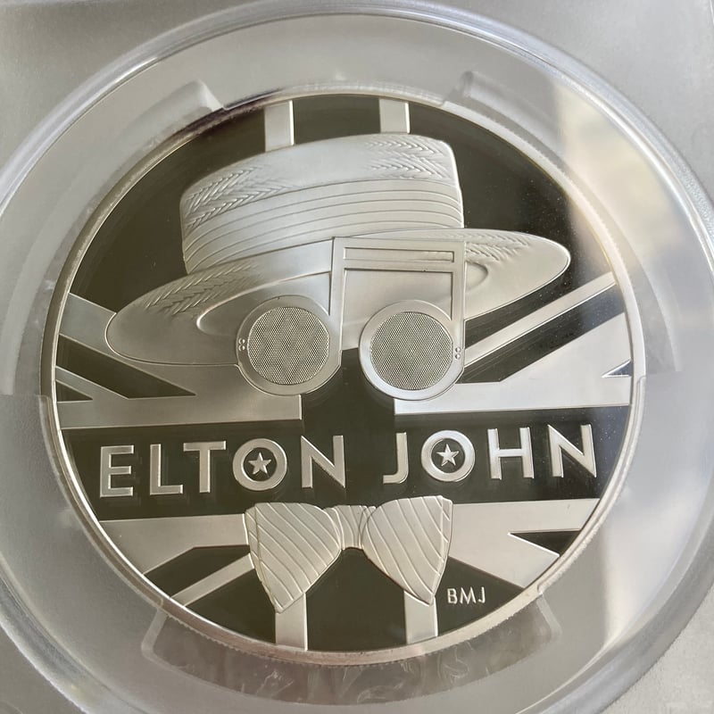 PCGS鑑定PR69 エルトンジョン 5オンス 10ポンド銀貨 シルバープルーフ