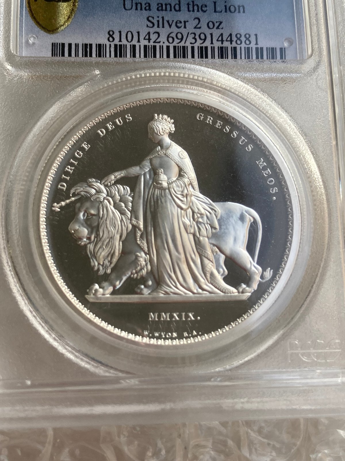 PCGS鑑定PR69 ロイヤルミント版 ウナとライオン 2019年 2オンス銀貨