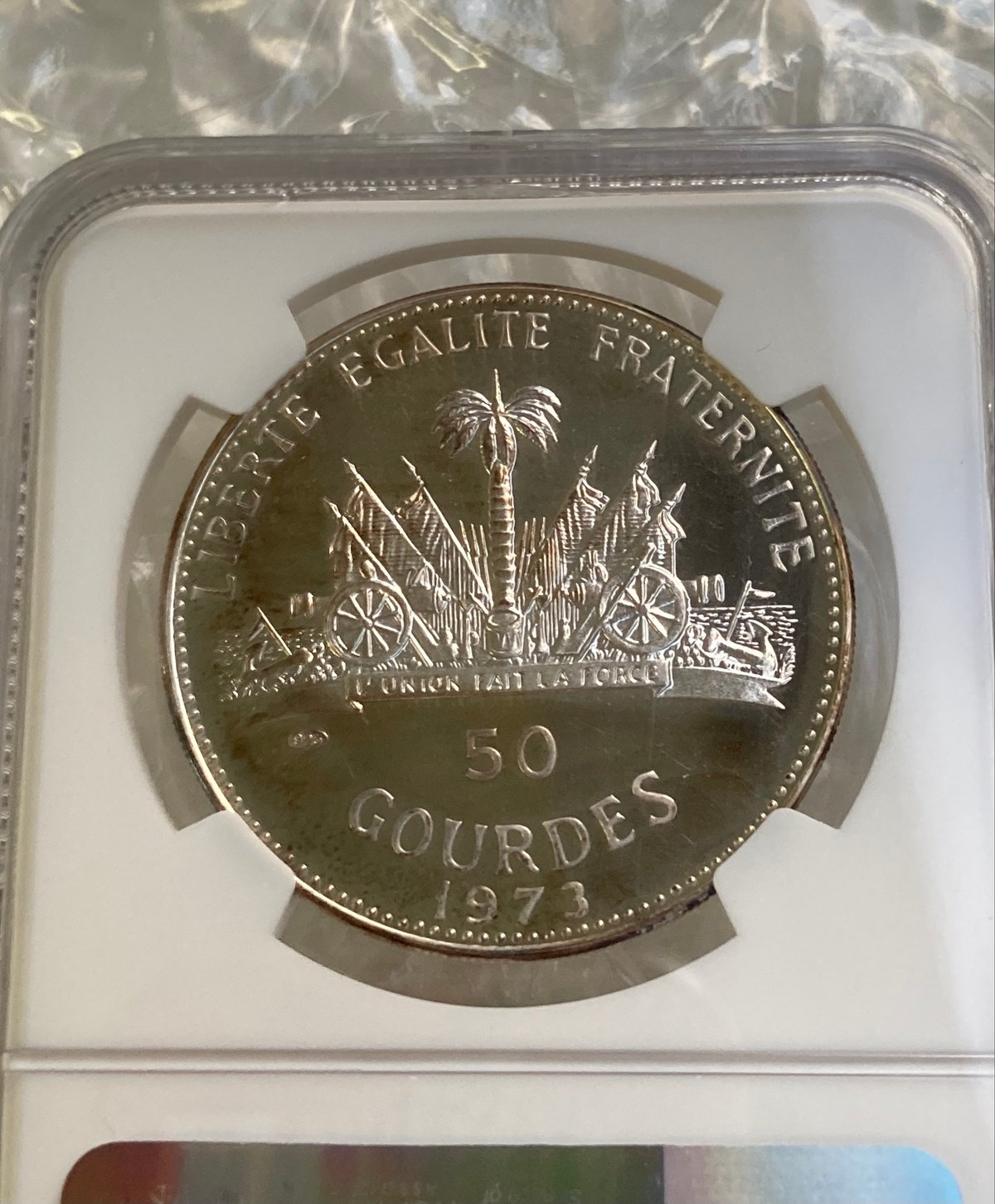 1973年 ハイチ 貝を持つ少女 マーメイド NGC鑑定PF64C 50グールド銀貨