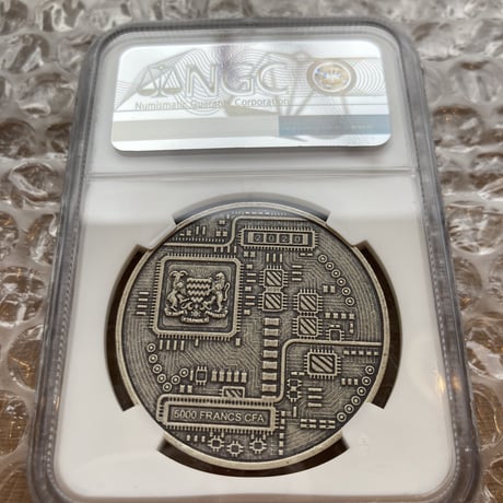 【NGC鑑定MS70・モナリザラベル版】 ビットコイン チャド共和国 CFAフラン アンティーク版 1オンス銀貨 シルバーコイン 暗号資産 暗号通貨 仮想通貨 Bitcoin
