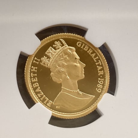 【NGC鑑定MS68・Top4】1989年 ウナとライオン イギリス領ジブラルタル 1ソブリン金貨 ゴールドコイン ミドルエリザベス ヴィクトリア女王1839年版からの150周年記念