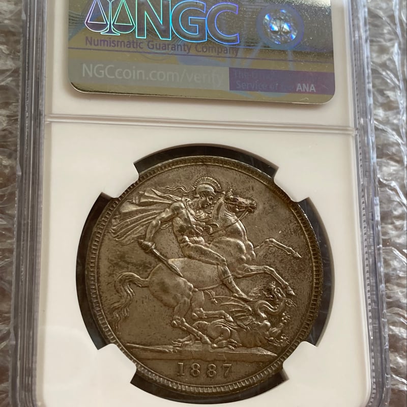NGC鑑定AU58】1887年 クラウン銀貨 ヴィクトリア女王 ジュビリーヘッド