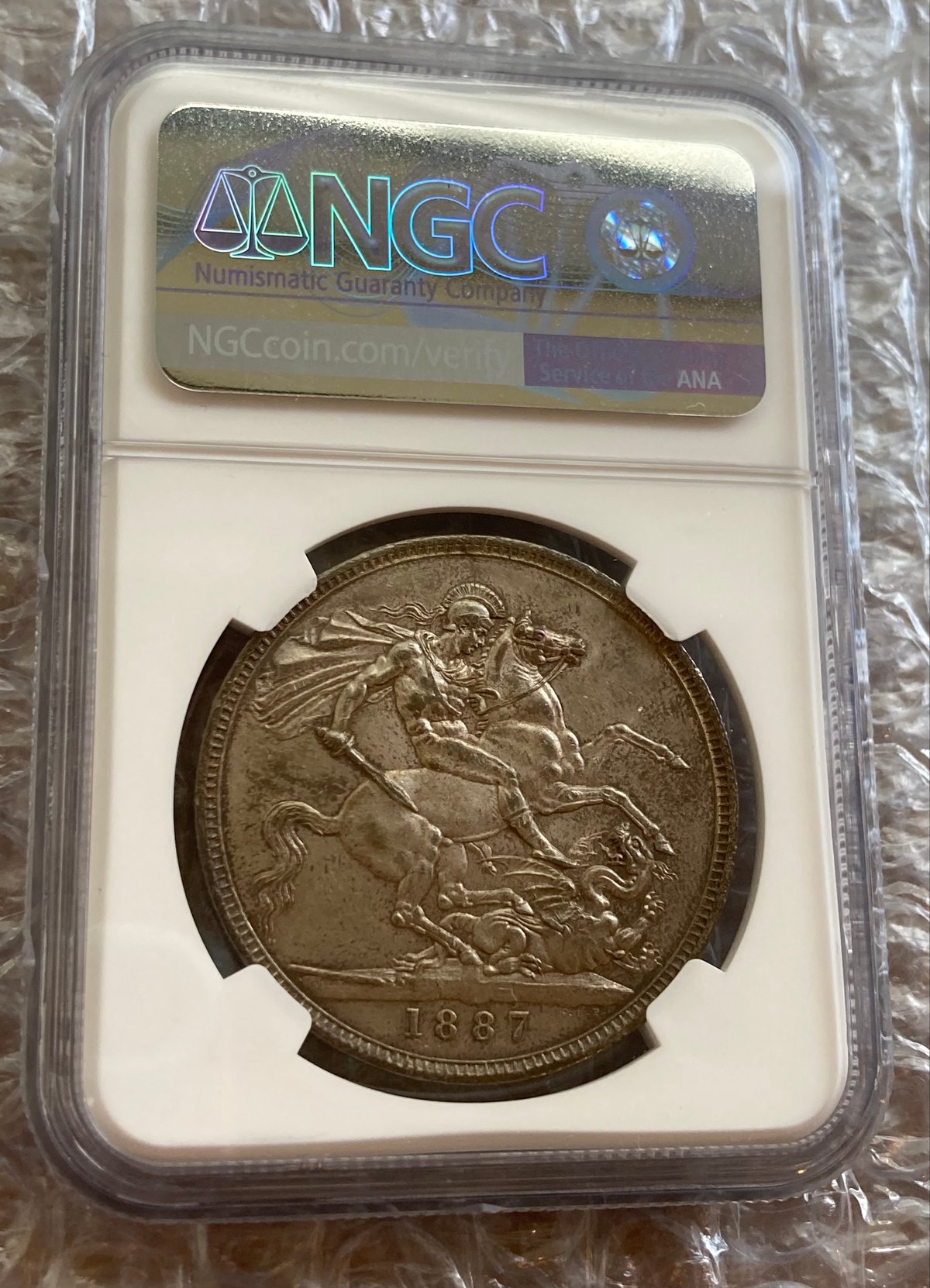 NGC鑑定AU58】1887年 クラウン銀貨 ヴィクトリア女王 ジュビリーヘッド