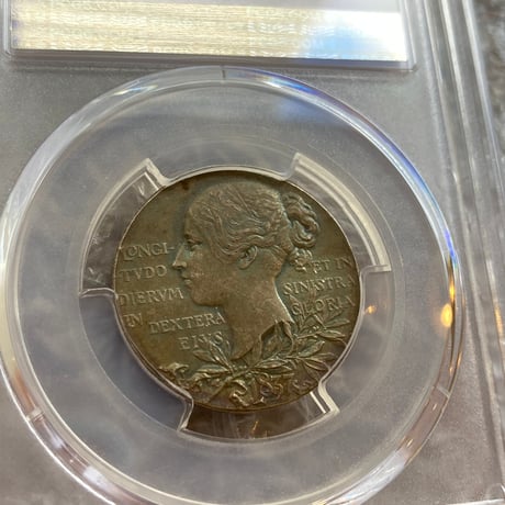 PCGS鑑定SP63 マット版 1897年 ヴィクトリア女王 ダイヤモンドジュビリー 銀 アンティーク シルバーメダル 26mm ヤングヘッド ※コインではない