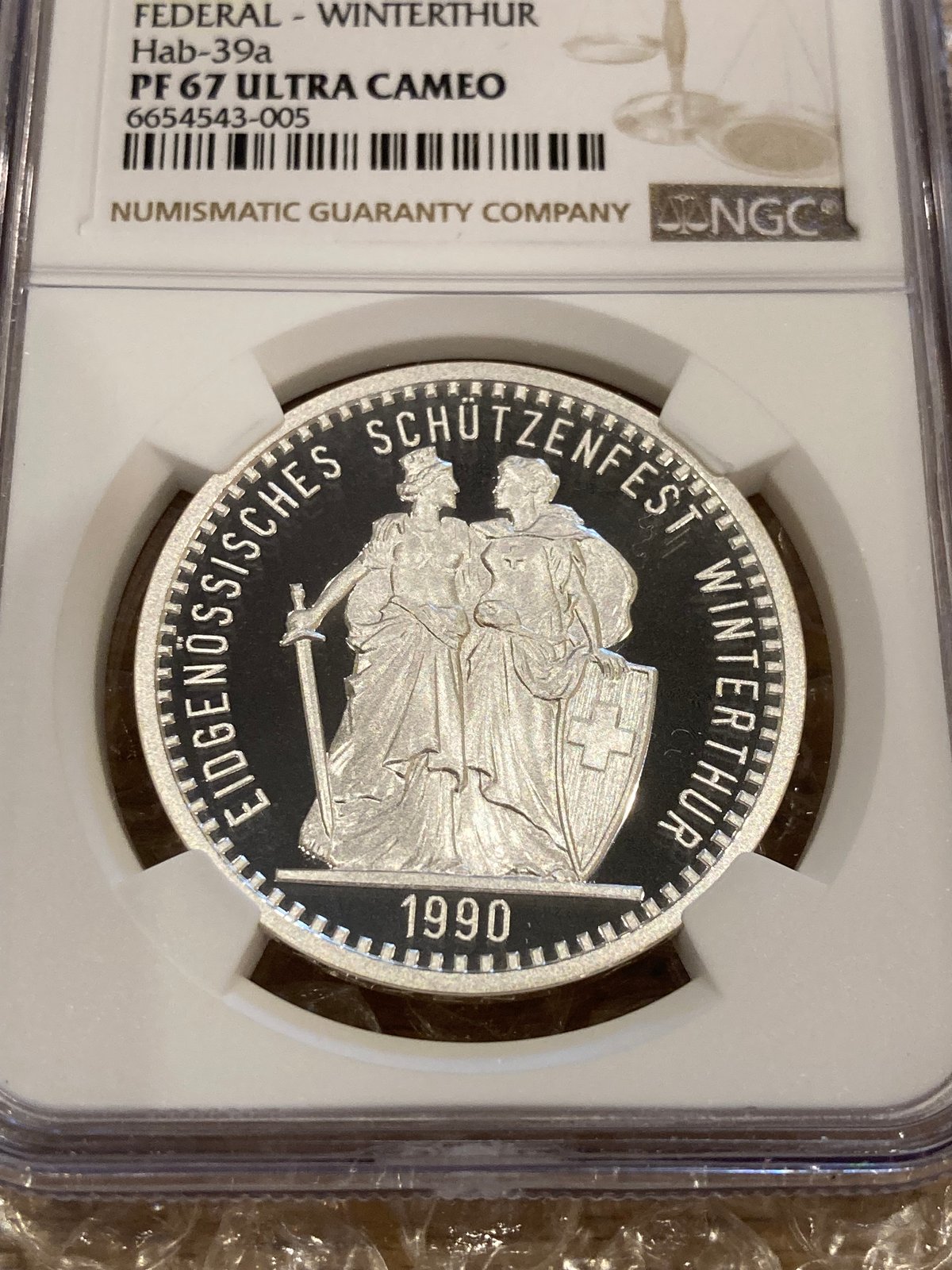 1990年 スイス連邦現代射撃祭記念 ヴィンタートゥール 50フラン銀貨