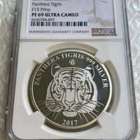 動物シリーズ NGC鑑定PF69 2017年 ラオス パンテラ・ティグリス タイガー トラ 虎 500キープ銀貨 シルバー プルーフコイン Laos Panthera Tigris