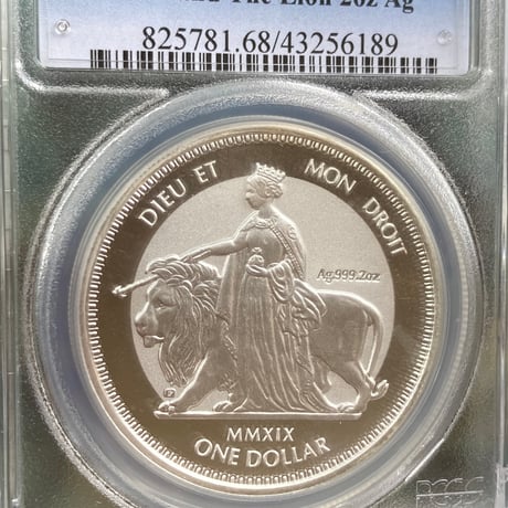 【2oz・PCGS鑑定MS68】ウナとライオン 2019 イギリス領 ヴァージン諸島 2オンス 1ドル銀貨 シルバーコイン リバースプルーフ 英国 BVI Una Lion Piedfort