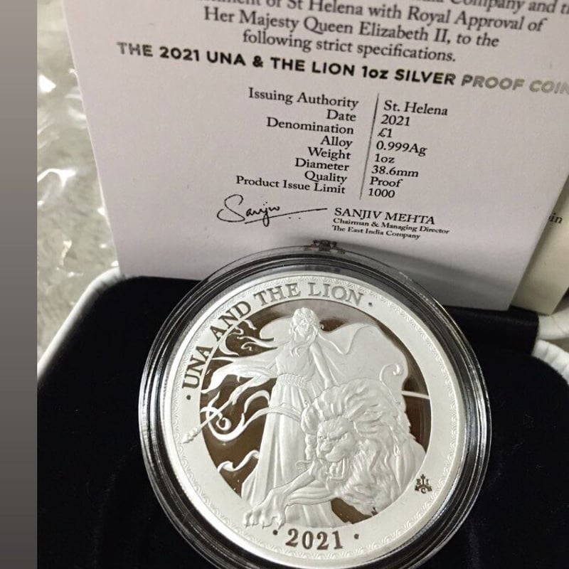 ウナとライオン　セントヘレナ　1オンス　2021年 EIC2021SHUNA1OZPR