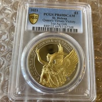 【PCGS鑑定PR69】Gilt・金メッキ版 女王の美徳シリーズ 勝利 2021 イギリス領セントヘレナ 1オンス銀貨 シルバー プルーフコイン