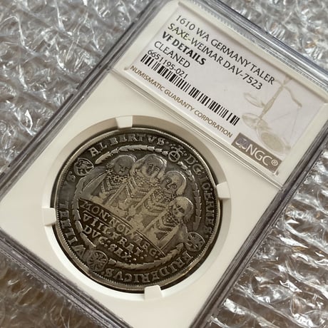 1610年 ザクセン・ワイマール ターラー銀貨 アンティークコイン ドイツ NGC鑑定VF GERMANY SAXE-WEIMAR DAV-7523 ※DETAILSあり