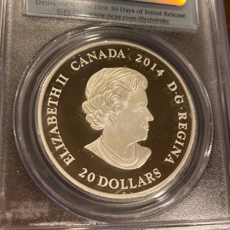 PCGS鑑定PR70 カナダ造幣局 グリーン・クリスタル・メイプルリーフ銀貨