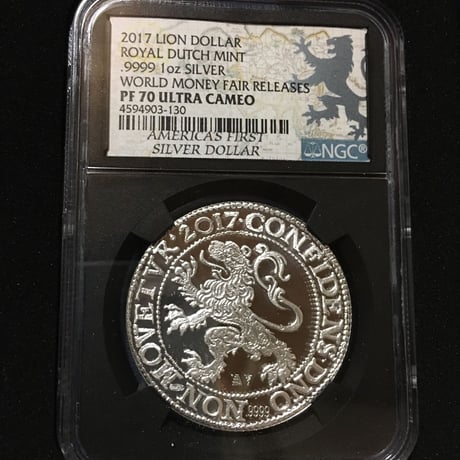 【最高品位：NGC PF70 ULTRA CAMEO】 2017 Lion Dollar ライオンダラー オランダ ロイヤルダッチ 銀貨 アンティークコイン ブラック 黒