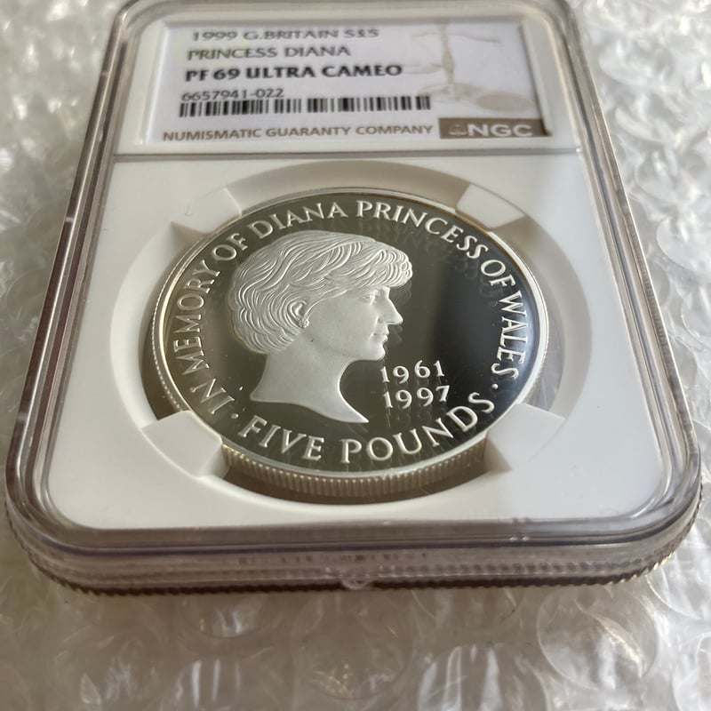 NGC鑑定PF69UC 1999年 イギリス ダイアナ妃追悼祈念 5ポンド銀貨
