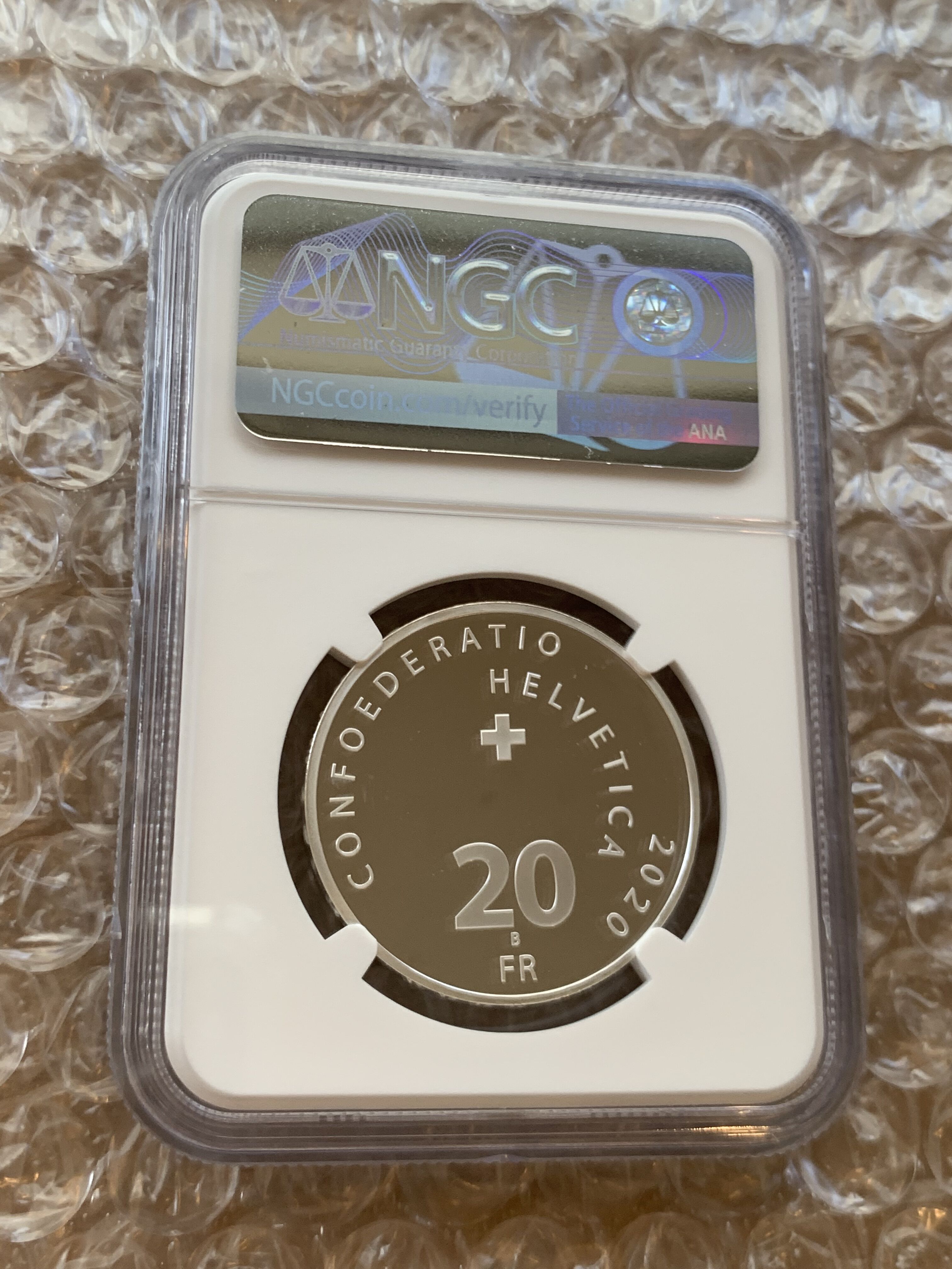 ロジャー・フェデラー 記念  銀貨／Roger Federer coin NGC鑑定PF69】 ロジャーフェデラー 20フラン銀貨 シルバープルーフ