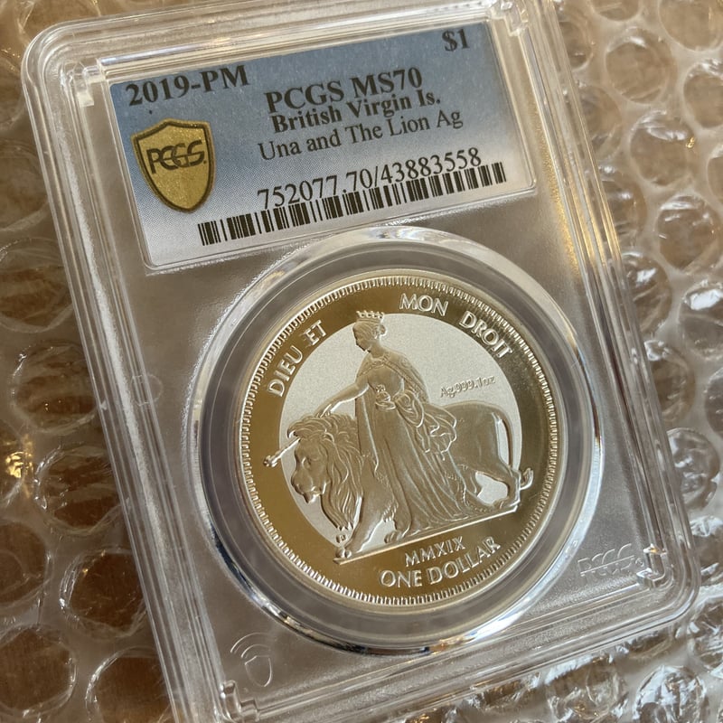 世界で3枚 【PCGS鑑定70】ウナとライオン 2019 イギリス領 ヴァージン