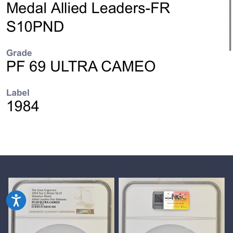 5oz・NGC鑑定PF69+FR ロイヤルミント ピストルッチ 2024年