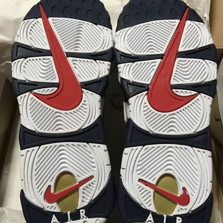 【新品】2020年度版 ナイキ エアモアアップテンポ モアテン オリンピックカラー 白青 ホワイト ネイビー NIKE AIR MORE UPTEMPO