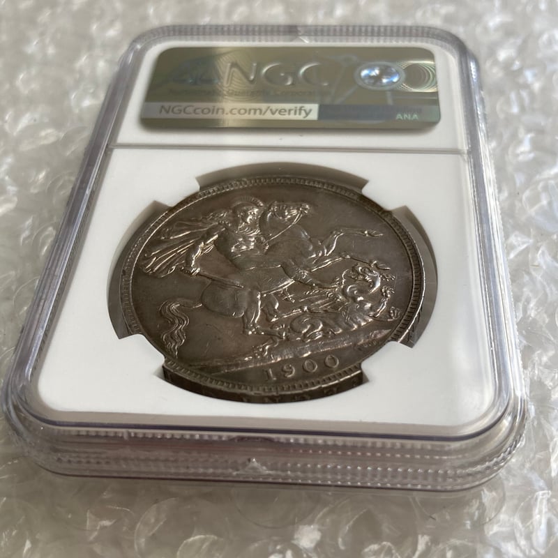 1900年LⅧ クラウン銀貨 ヴィクトリア女王 ヴェールヘッド NGC鑑定AU