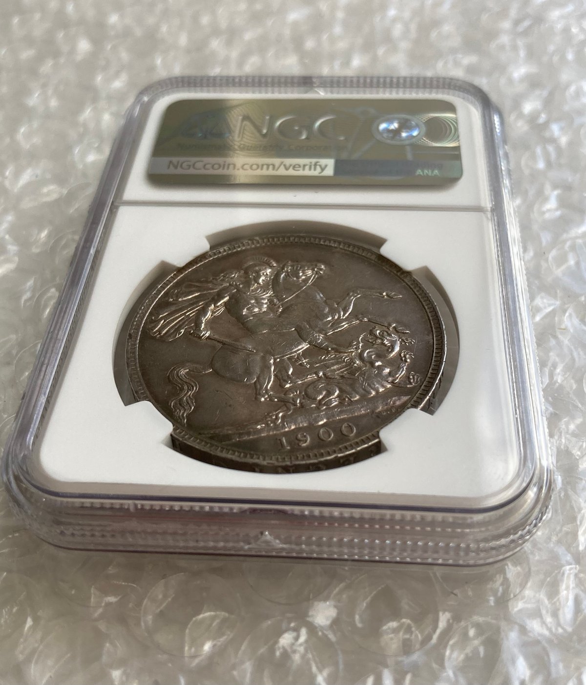 T*i様 1900年英国ベールヘッドヴィクトリア女王 クラウン銀貨 1900年LⅧ クラウン銀貨 ヴィクトリア女王 ヴェールヘッド NGC鑑定AU