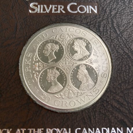 1976年 タークス・カイコス諸島 イギリス領 ヴィクトリア女王 20クラウン銀貨 シルバーコイン 裏面エリザベス女王 本