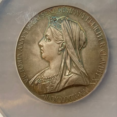 【高鑑定・NGC鑑定MS65】1897年 ヴィクトリア女王 ダイヤモンドジュビリー 銀 アンティーク シルバーメダル ヤングヘッド Victoria ×銀貨・コイン