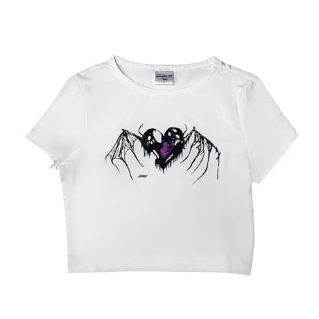 HEART BREAK CROPPED TEE(WHITE)