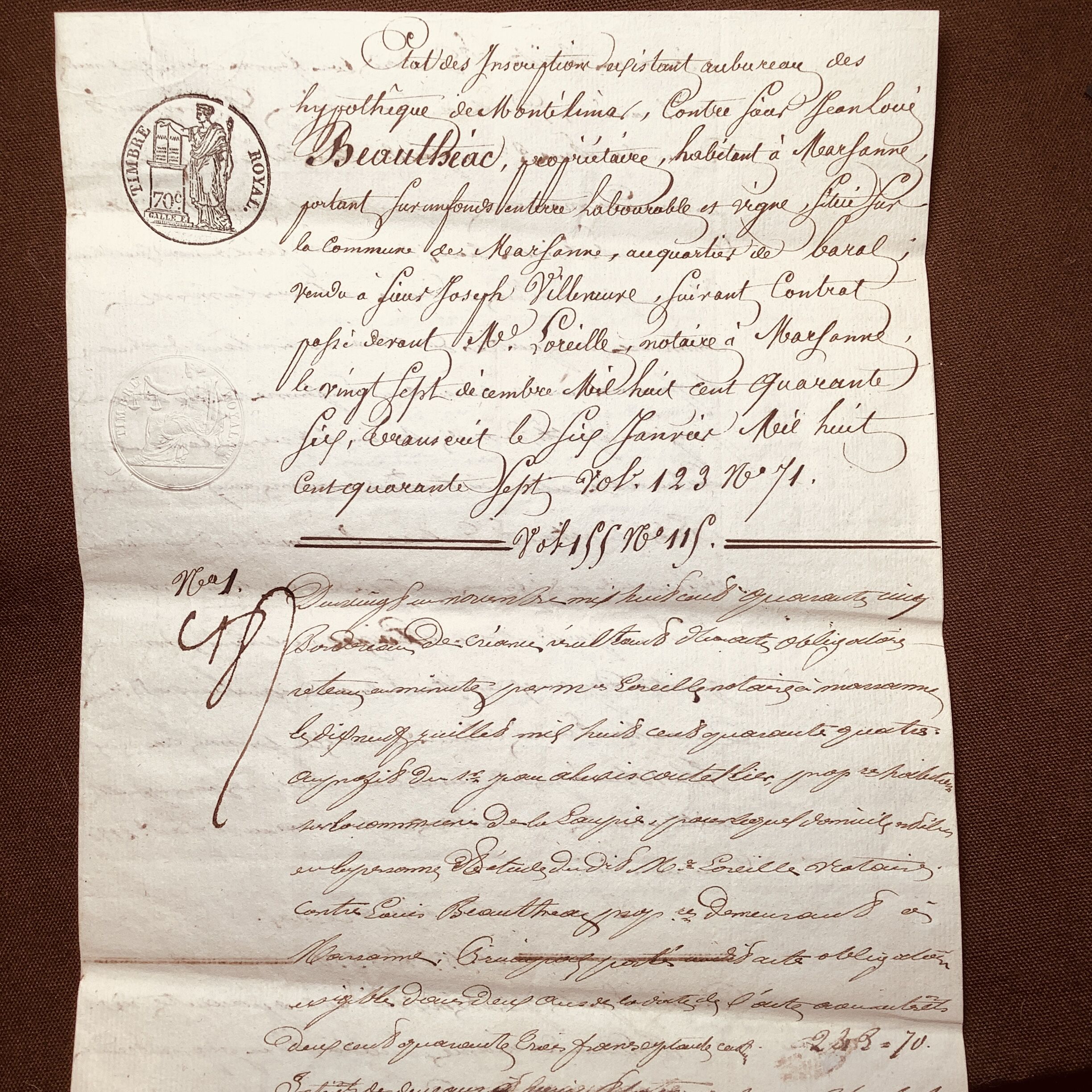フランスアンティーク　1800年代の古文書 フランスの古文書1800〜1900年代 c-333 | Ivy