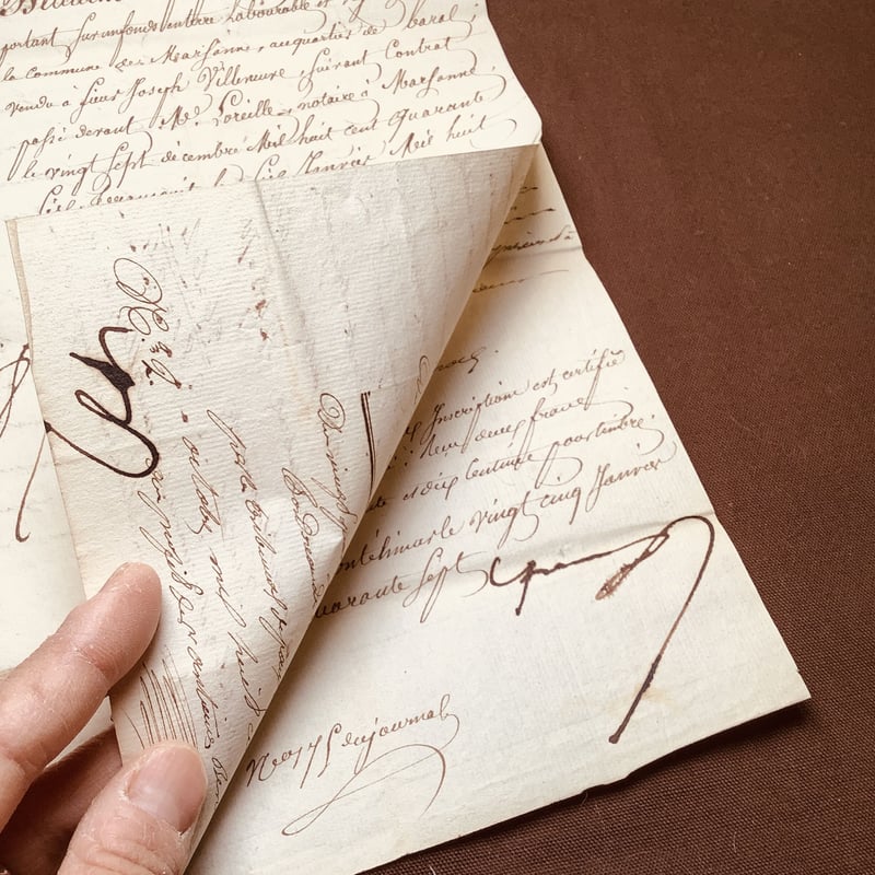 フランスアンティーク　1800年代の古文書 フランス アンティーク 公文書 8枚 フランスの古文書1800〜1900