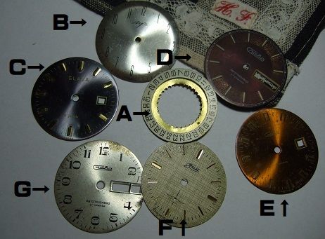 1♪73  時計の部品 シチズン アドレックス 自動巻き 1973年製 天然石 青虎目石ダイヤル