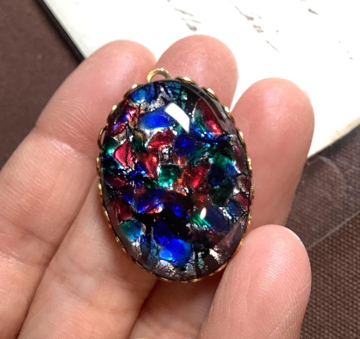 No.288 ガラスチャーム　チェコ　2ペア ビンテージチェコガラスチャーム 30x22 a-1514 | Ivy
