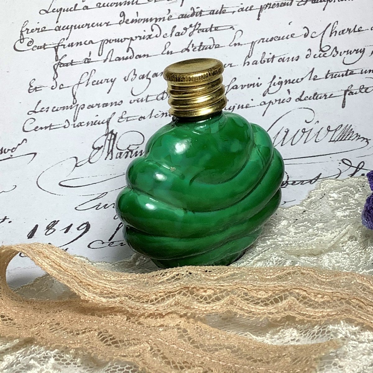 アンティーク香水瓶 チェコガラス製 inte-16 | Ivy