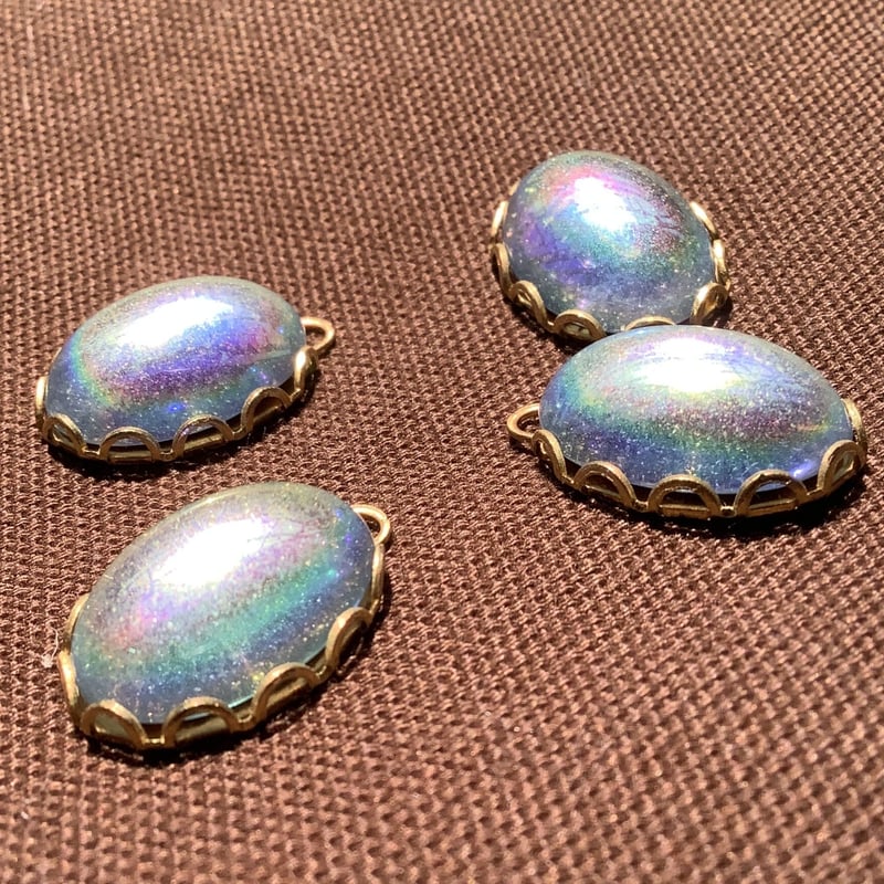 ヴィンテージボタン カボション ガラス ガラスカボション チェコガラス チェコガラスカボション14x10セッティング付き a-1448 | Ivy