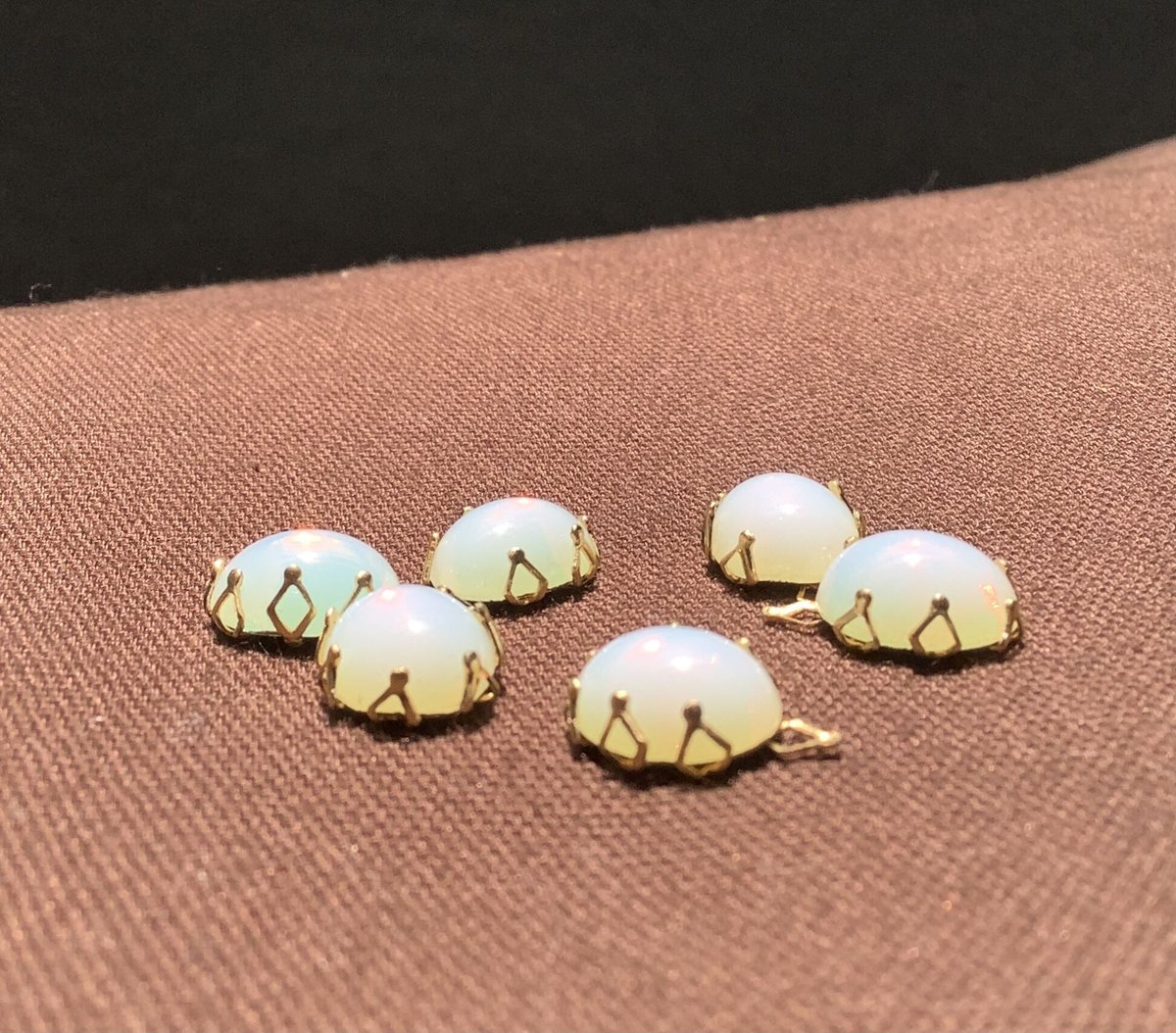 ヴィンテージボタン カボション ガラス ガラスカボション チェコガラス チェコヴィンテージ ガラスカボション【トルマリン】18×13mm 2個