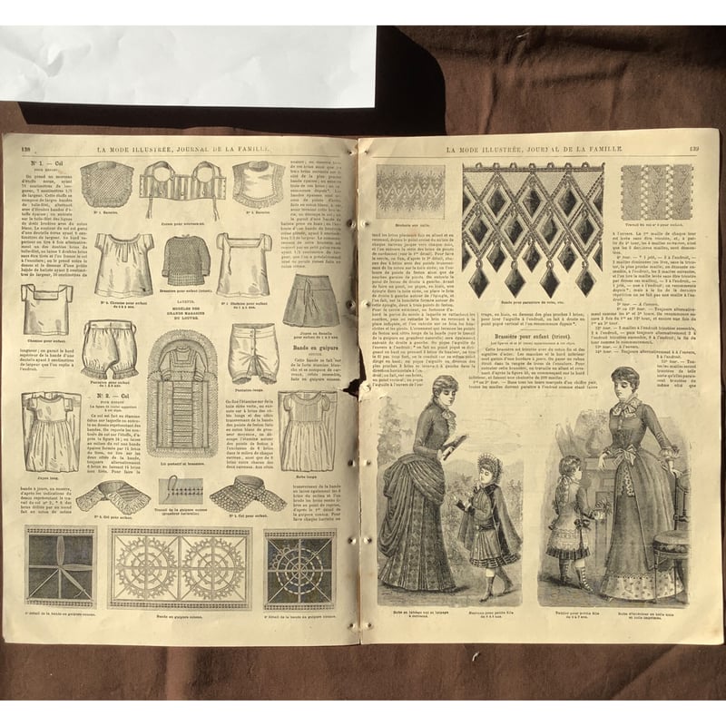 アンティーク雑誌 フランス La mode ilustree 1883年の手芸本 c-380