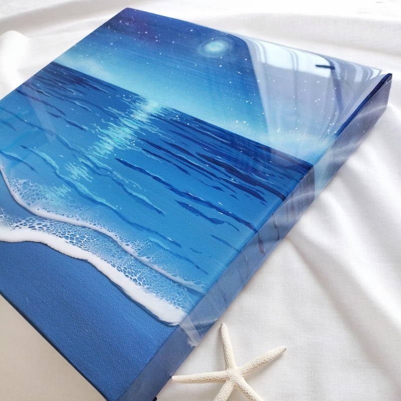 月のしずく（30×30cm 厚み4cm）ペイント・レジンアート | with ART